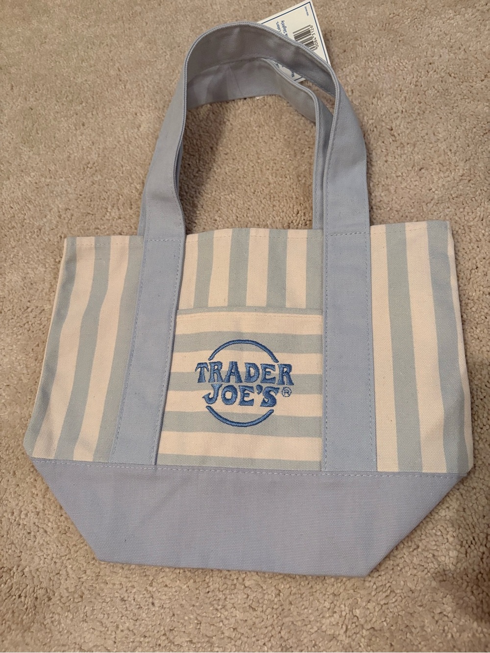 Trader Joe’s Limited Edition - Light Blue & Cream Striped Canvas Tote Bag